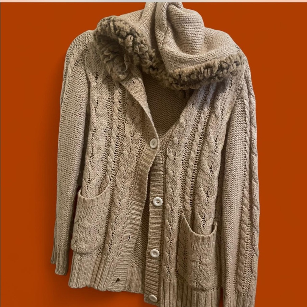 Cozy Tan Cable Knit Sweater